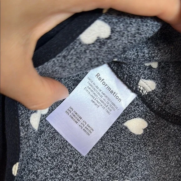 Reformation Joelle Black Heart Print Blouse - Picture 11 of 16